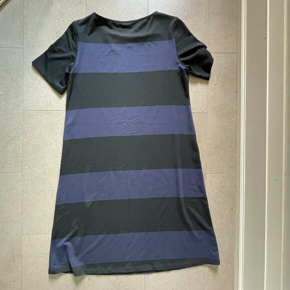 Marimekko Blue and Black Striped T-shirt Dress with A-line cut-Small - Picture 2 of 6
